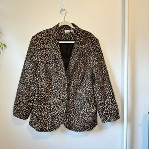 Newport News vintage 80s 90s leopard print blazer plus size